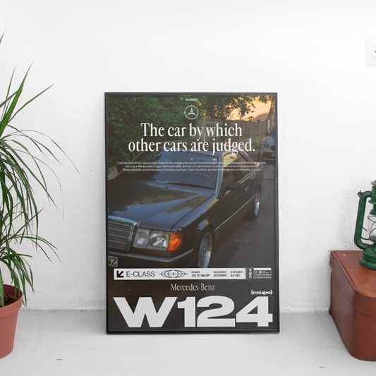 Mercedes W124 ретро постер за стена | CarPosters™